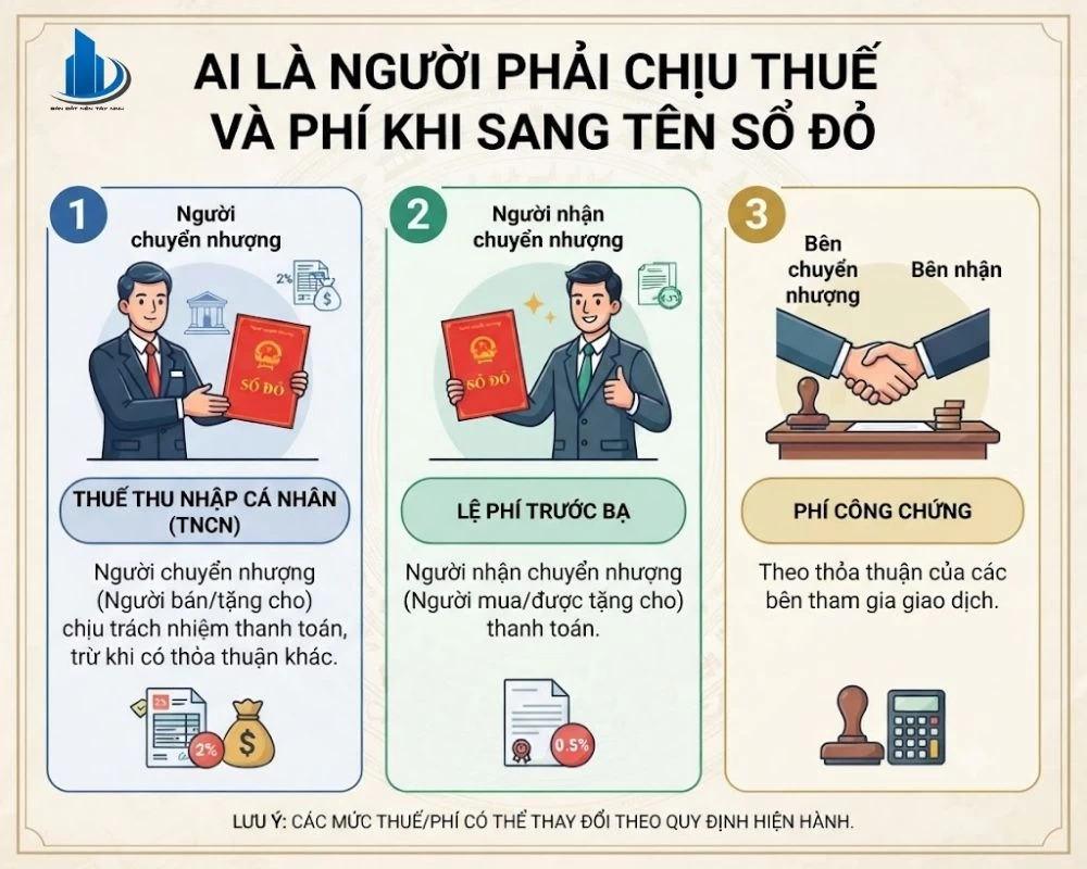 Ai là người phải chịu thuế và phí khi sang tên sổ đỏ