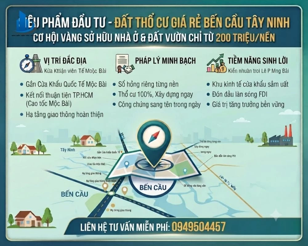 Đất Thổ Cư Giá Rẻ Bến Cầu Tây Ninh