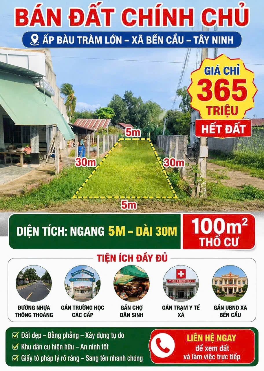 ĐẤT CHÍNH CHỦ ẤP BÀU TRÀM LỚN